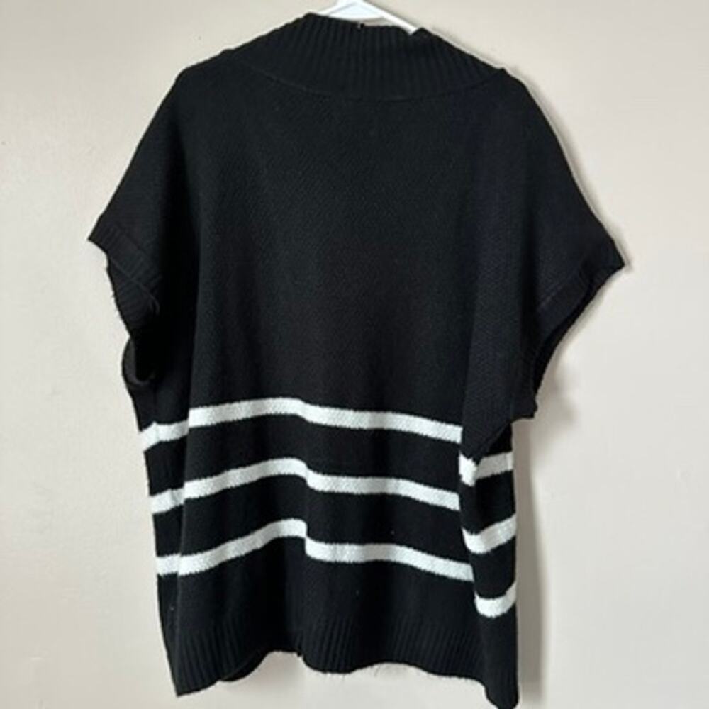 Anthropologie Maeve Sweater Vest Womens XL Black Striped Gold Button Preppy - Picture 11 of 12